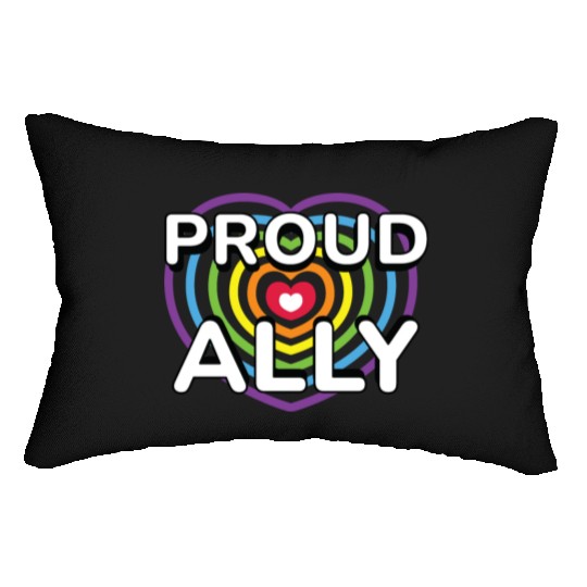 Proud Ally Rainbow Heart LGBTQIA Pride Month v02 Lumbar Pillows