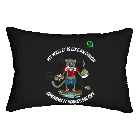 Financial Humor Lumbar Pillows: Crying Onion Wallet - White T