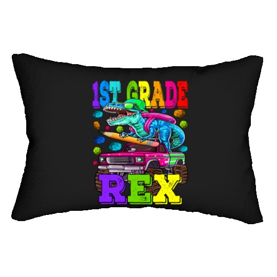 1st Grade Saurus Rex Dinosaur Back to School Lumbar Pillows