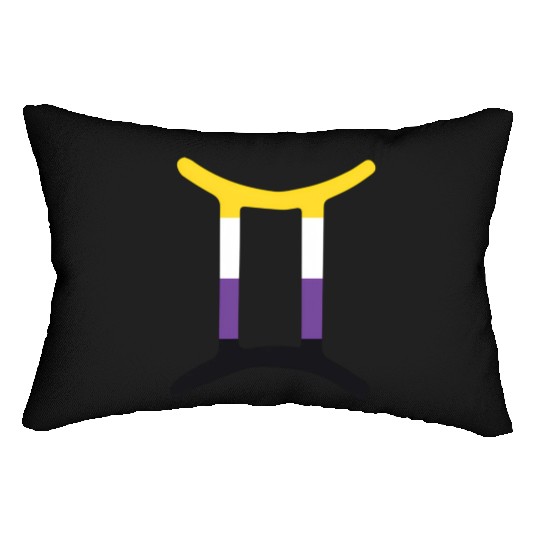 Non Binary Gemini Sign Non Binary Pride Lumbar Pillows