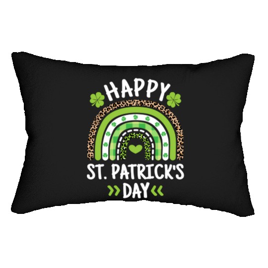 Happy St Patric Day Leopard Print Rainbow Lumbar Pillows