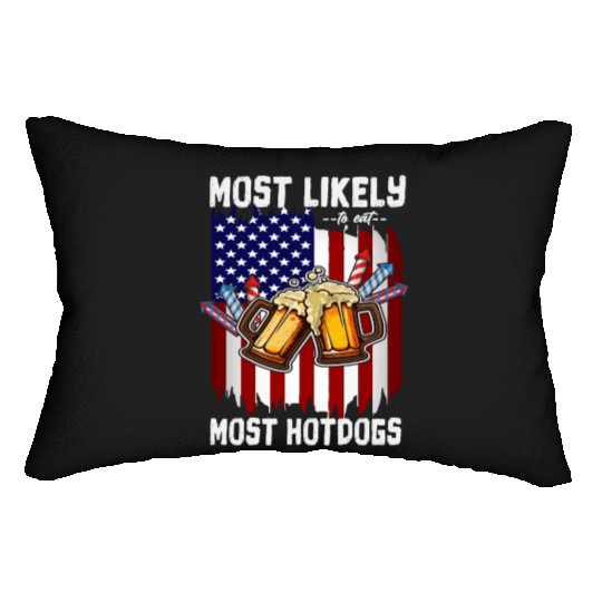 4th Of July Party Most Likely To Eat Hotdogs Lumbar Pillows