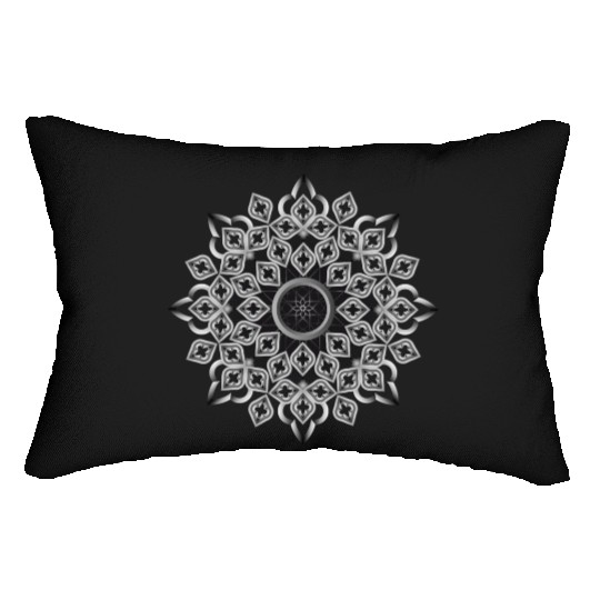 Gothic rosette stained glass ornament Lumbar Pillows