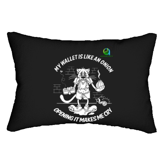 Financial Humor Lumbar Pillows: Crying Onion Wallet - White