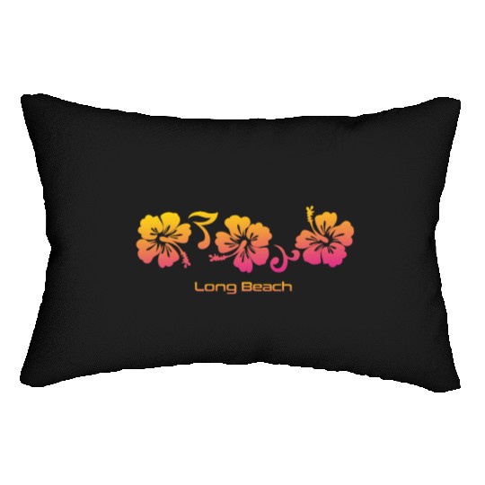 Long Beach California Hibiscus Souvenir Vacation Lumbar Pillows
