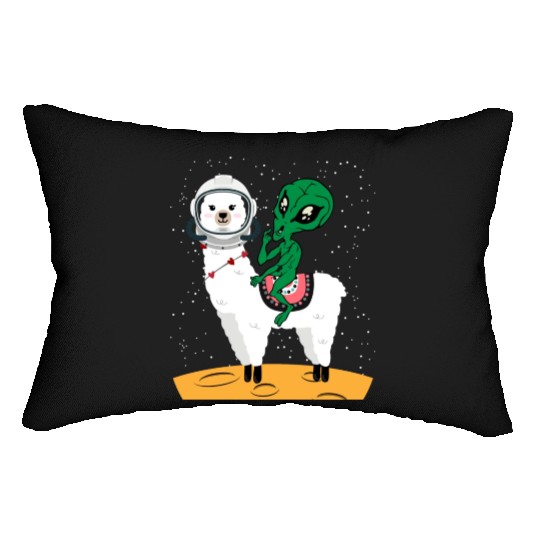 Llama Alien Funny Animal Pun Joke Lover Spacecraft Lumbar Pillows