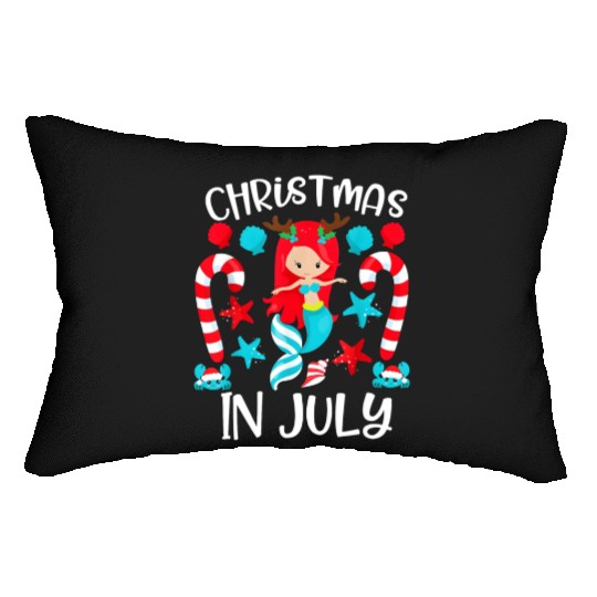 Christmas In July Cute Mermaid Summer Vacation Lumbar Pillows