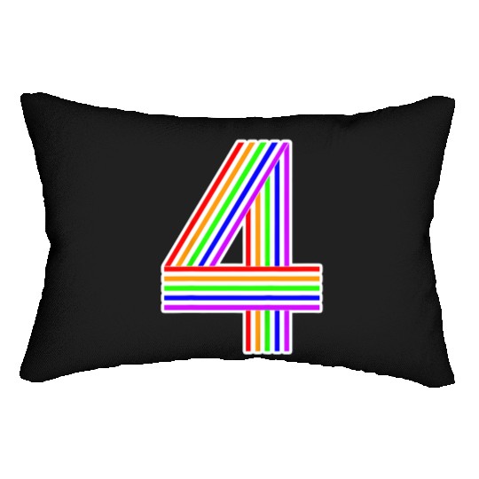 Happy Family Clothing Rainbow 4th Birthday Number Lumbar Pillows