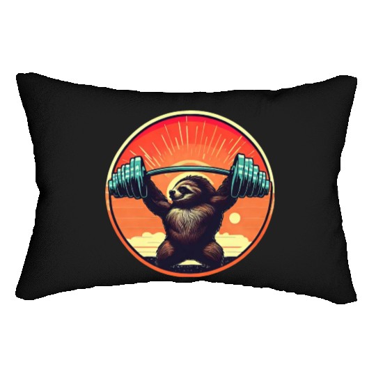 Sloth Dumbbells Fitness Sunset Lumbar Pillows
