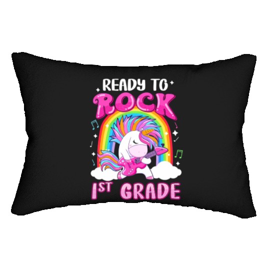 Rocking 1St Grade Electric Guitar Unicorn Rainbow Lumbar Pillows