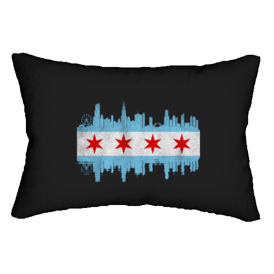 Chicago City yline Flag - Chicago City Distressed Lumbar Pillows