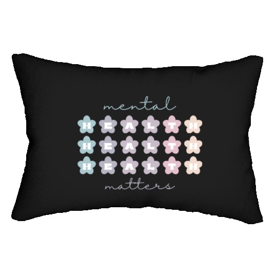 Mental Health Matters | Retro Flowers French Gray Lumbar Pillows