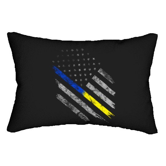 Gold Blue Line 911 Police Dispatcher First Lumbar Pillows