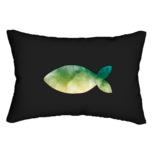 Fish green watercolor Lumbar Pillows