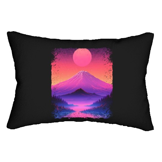 Mount Fuji Aesthetic Japan Sight Vaporwave Volcano Lumbar Pillows