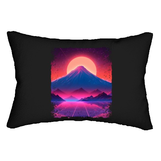 Aesthetic Vaporwave Japan Sight Mount Fuji Volcano Lumbar Pillows