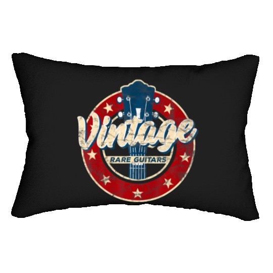 Vintage Electric Guitar Player Rock and Roll Fan Lumbar Pillows