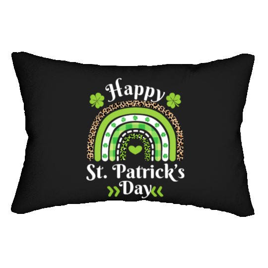 Happy St Patric Day Leopard Print Rainbow Lumbar Pillows