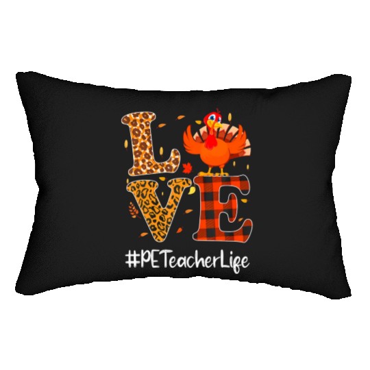 PE Teacher Love Thanksgiving Leopard Turkey Lumbar Pillows