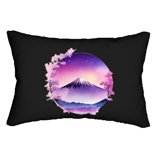Japan Mount Fuji Dreamy Lo-Fi Style Retro Purple Lumbar Pillows