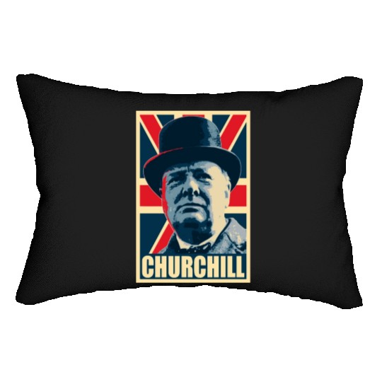 Winston Churhill Union Jack Propaganda Pop Art Lumbar Pillows