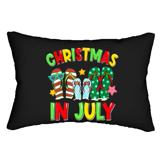 Christmas in July Flip Flops Summer Vacation Lumbar Pillows