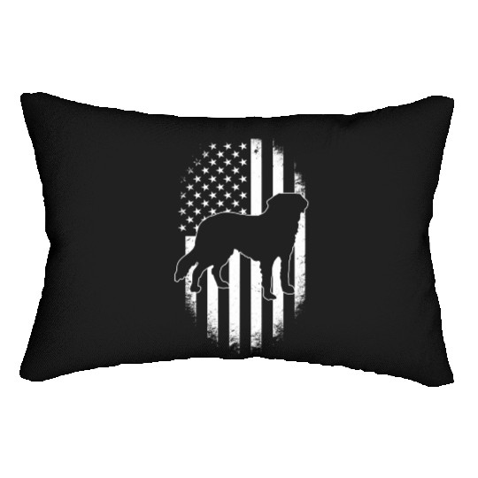 Patriotic Saint Bernard American Flag Dog Lumbar Pillows