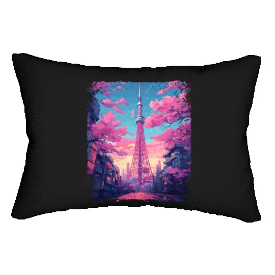 Vaporwave Aesthetic Skytree Tokyo Japanese Sight Lumbar Pillows