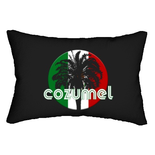 Cozumel Mexico Flag Native Palm Tree Mexican Lumbar Pillows