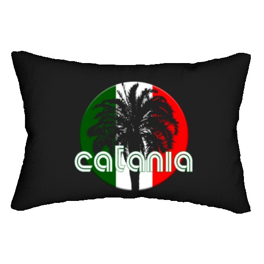 Catania Italy Flag Native Palm Tree Italian Lumbar Pillows
