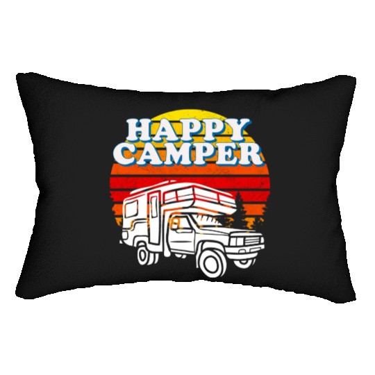 Happy Camper Funny Camping Lover Lumbar Pillows