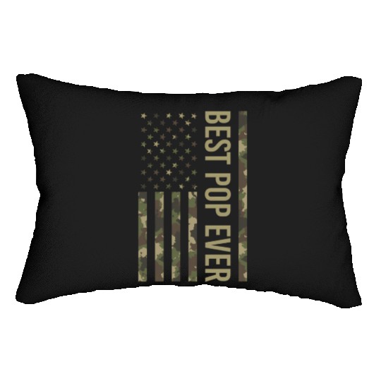 Best Pop Ever Us American Flag Camo For Fathers Lumbar Pillows