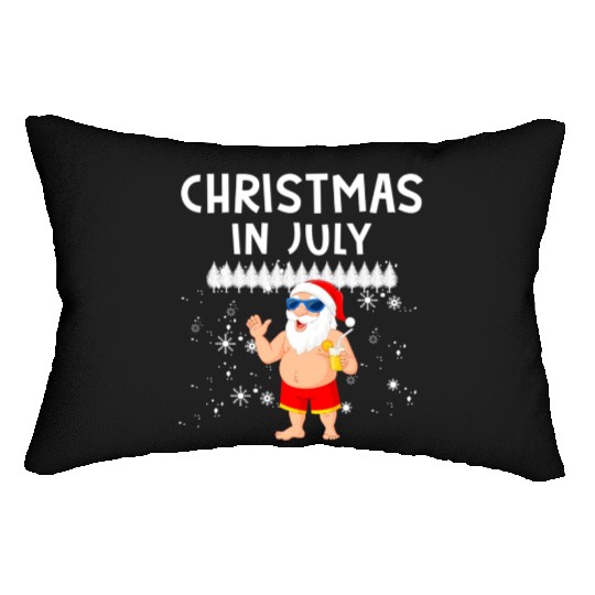 Funny Santa Christmas In July Summer Xmas Gif Lumbar Pillows