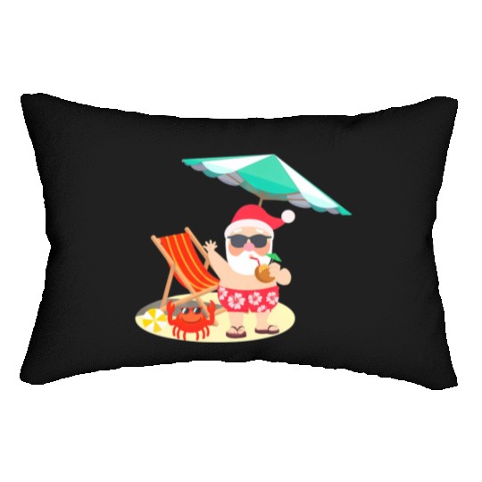 Santa Claus Beach Funny Summer Christmas In July Lumbar Pillows