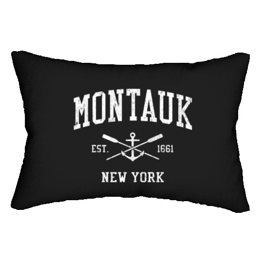 Montauk Ny Crossed Oars Boat Anchor Sports Lumbar Pillows