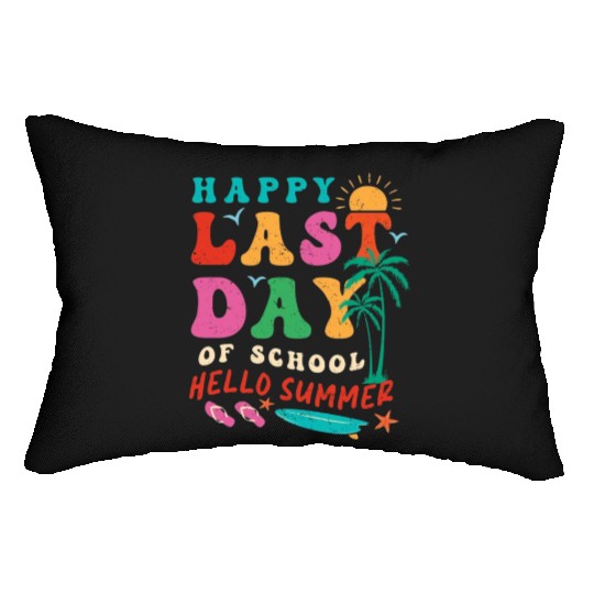 Groovy Happy Last Day of School Teacher Student Lumbar Pillows
