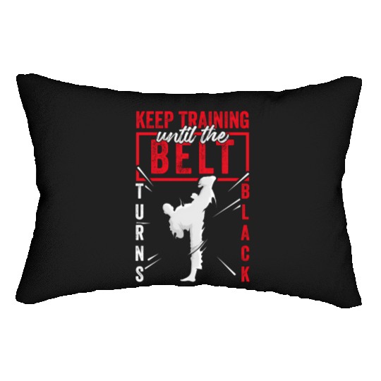 Keep Training il The Belt Turns Black Lumbar Pillows