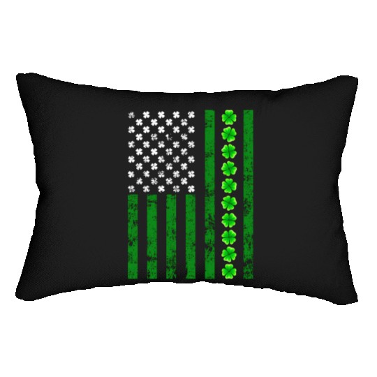 Patriotic Usa Flag Shamrock Irish Retro Saint Patr Lumbar Pillows