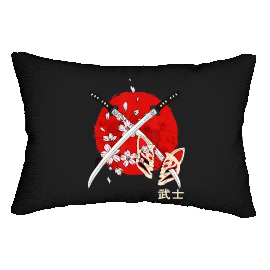 Ancient Japanese Cherry Blossom Samurai Katana Swo Lumbar Pillows