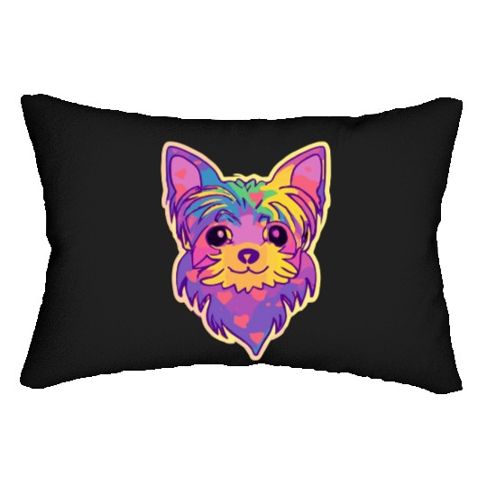 Yorkshire Terrier Rainbow Dog Lover Yorkie Lumbar Pillows