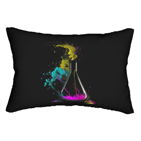 Chemist splash art tube retro chemistry laboratory Lumbar Pillows