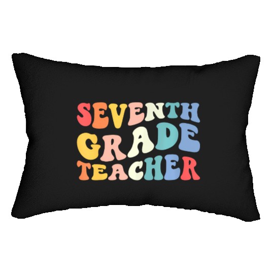 Back to School 7th Grade Teacher Groovy Teacher Lumbar Pillows