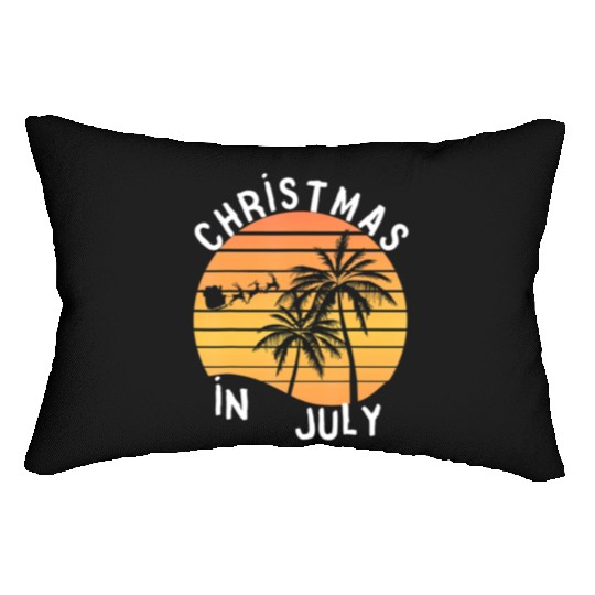 Christmas In July Santa Sledge Sunset Palm Summer Lumbar Pillows