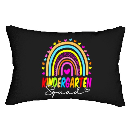 Back To School Kindergarten Squad Rainbow Teacher Lumbar Pillows
