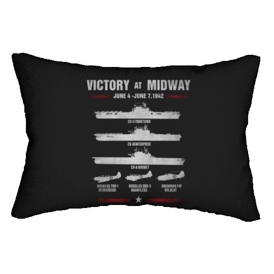 Victory At Midway Battel World War 2 Lumbar Pillows