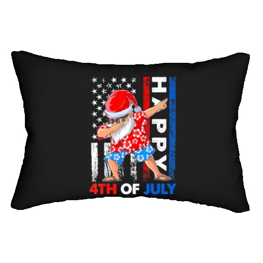 Summer Santa Dabbing Happy Christmas In July 4th Lumbar Pillows