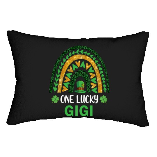 One Lucky Gigi St Patric Day Shamrock Rainbow Lumbar Pillows