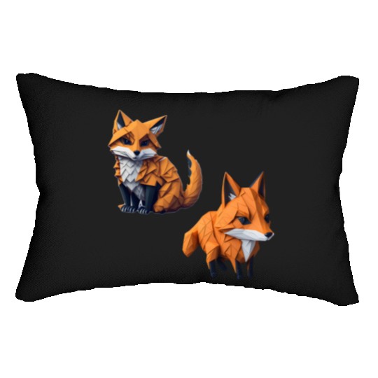 Tangram Fox Stickers Lumbar Pillows