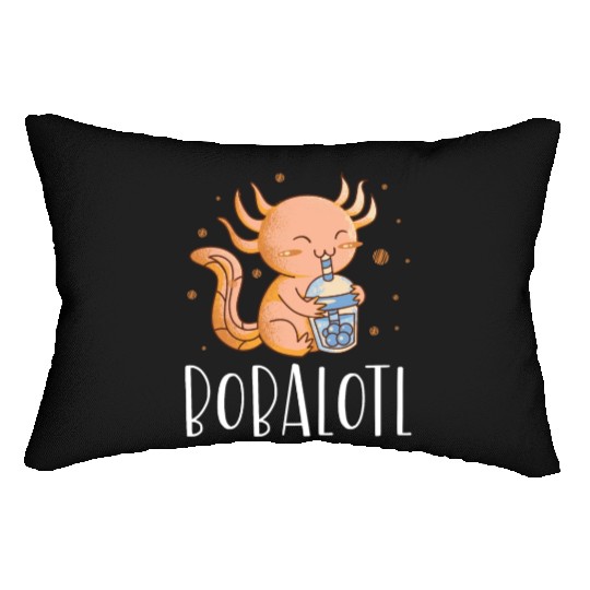 Bobalotl Bubble Tea Lover Boba Tea Drinker Axolotl Lumbar Pillows