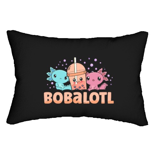 Bobalotl Bubble Tea Lover Boba Tea Drinker Axolotl Lumbar Pillows